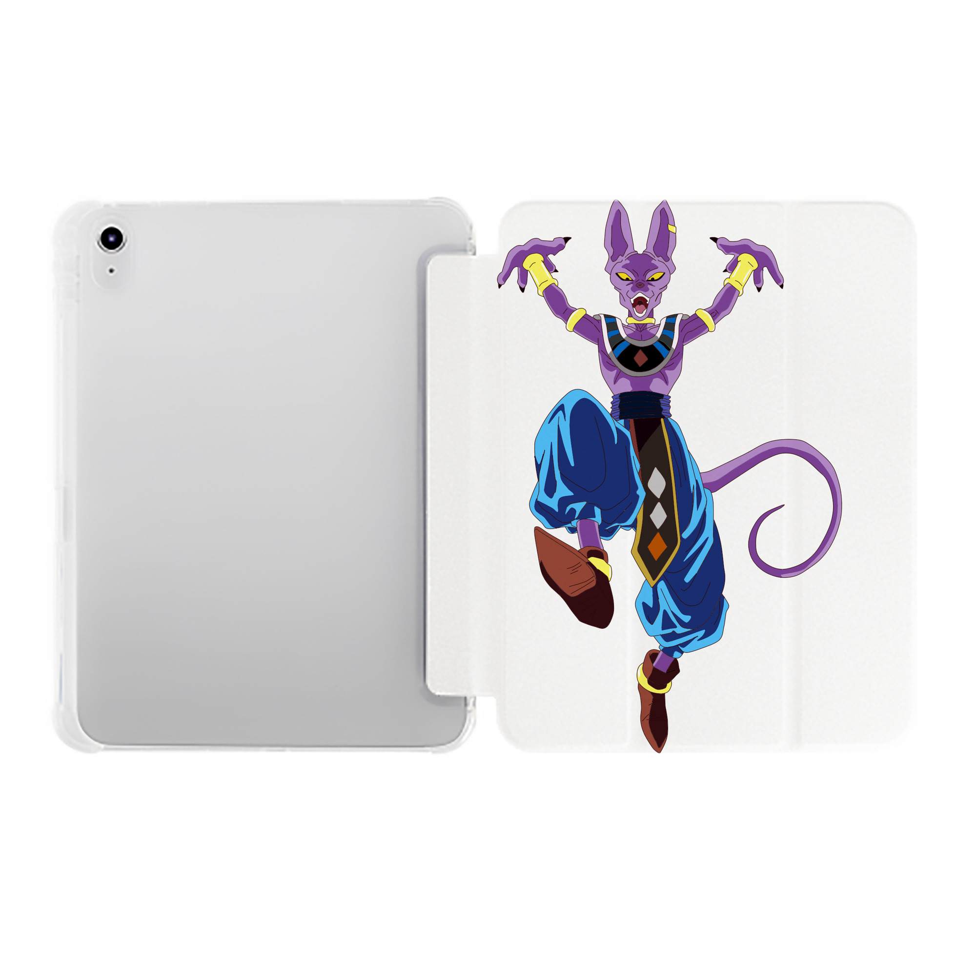 （画像用） ドラゴンボール ビルス 破壊神ビルス DRAGON BALL Beerus Birusu IPad ケース ペン収納付き 三つ折りスタンド PUレザー×シリコン 対応機種9.5/10.5/10.9インチ